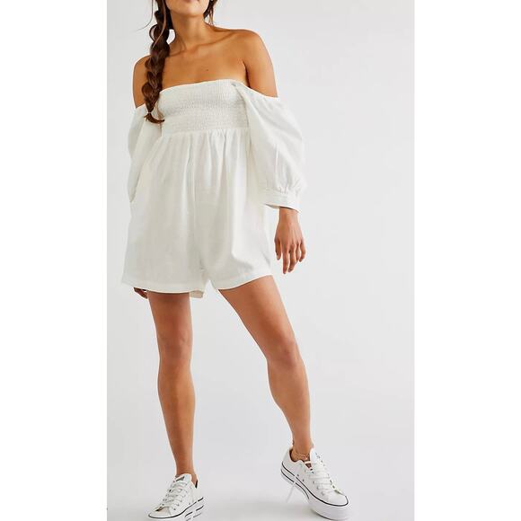 Free People Jen's Pirate‎ Booty Gwendolyn Playsuit Size Medium Cream White - Picture 2 of 8